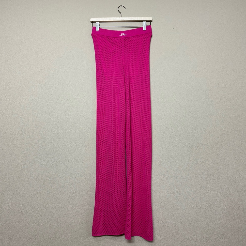NWT J. Lindeberg pants women small fishnet knit lined straight leg pink